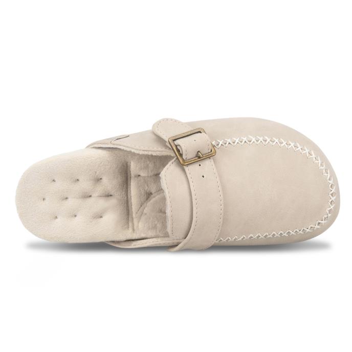 Isotoner® Ladies Suedette Open Back Moccasin Slipper Stone Extra Image 4